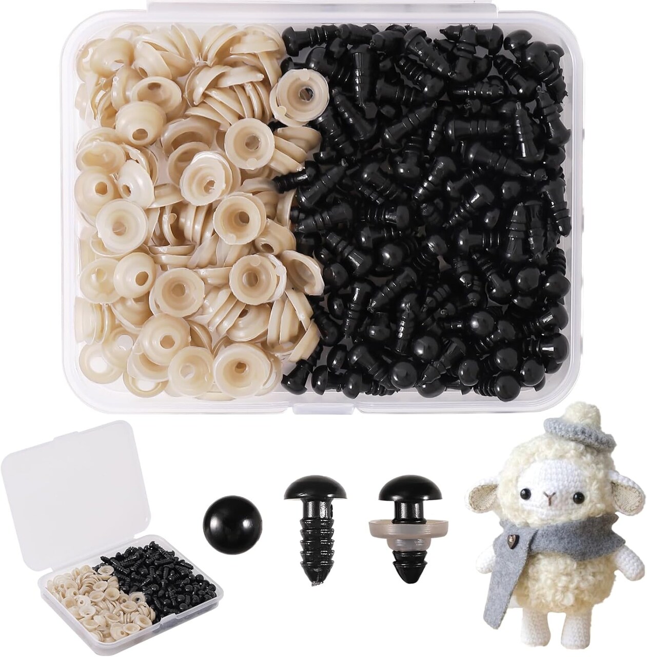 260-Piece 6mm Black Plastic Safety Eyes with Washers – Perfect for Amigurumi, Crochet Dolls, Plush Toys & DIY Crafts